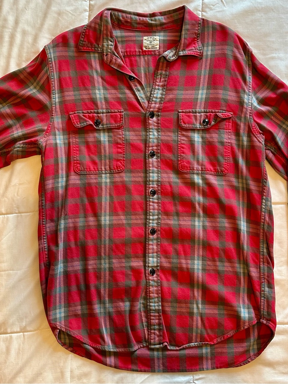 J. Crew Red and Green Plaid Casual Button-Down Shirt